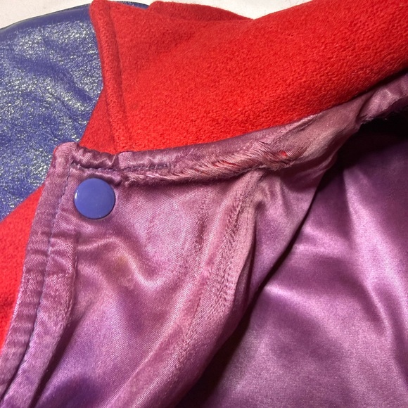 Red and Blue Satin Lined Varsity Jacket 1960’s - Picture 3 of 6